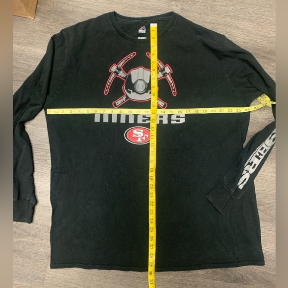 San Francisco 49ers Long Sleeve T-Shirt Majestic Men's Size XXL Black Spell Out - Picture 7 of 7